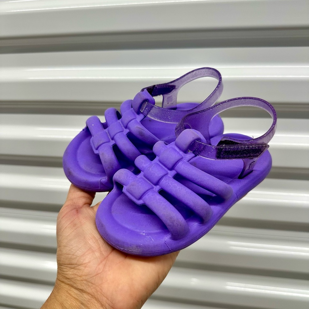 Mini Melissa Purple Jelly Sandals with Glitter Back Strap